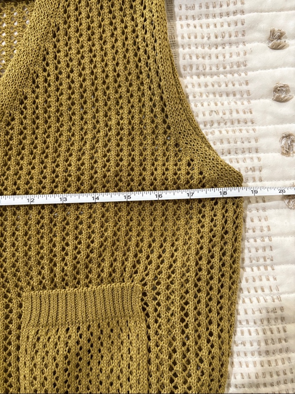 Open-Knit V-Neck Sleeveless Cardigan Vest - Olive - Picture 4 of 5